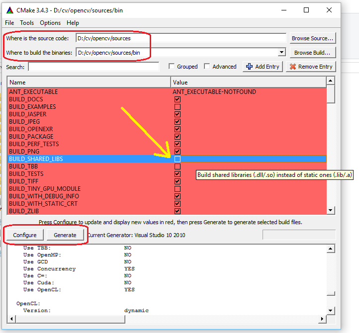 CMAKE OpenCV Static